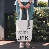 พร้อมส่ง ! กระเป๋าผ้าแคนวาส Canvas Tote Bag - ลาย Code สนามบิน JFK New York by Hundred.above