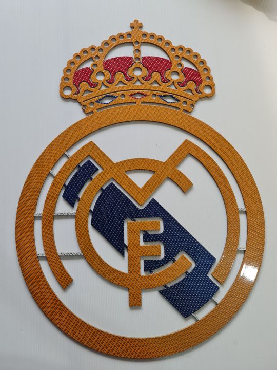 โลโก้-real-madrid-เหล็กตัดเลเซอร์-ขนาด-60x43-เซนติเมตร-เหล็กหนา-3-มิลลิเมตร-แบบแขวน-ติดฝาผนังพ่นสีเหมือนจริงใช้สี-2k-สีพ่นรถยนต์ภายนอกสวยงามคงทนทนแดดทนฝนไม่เป็นสนิมขั้นตอนการทำเหมือนทำสีรถยนต์ภายนอกทุ