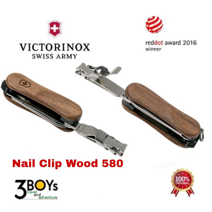 มีด-victorinox-nail-clip-wood-580-มีดพกขนาดเล็กพร้อมกรรไกรตัดเล็บ-6-ฟังก์ชั่น-ทำจากไม้วอลนัท-สวยงาม-กะทัดรัด-พกพาง่าย