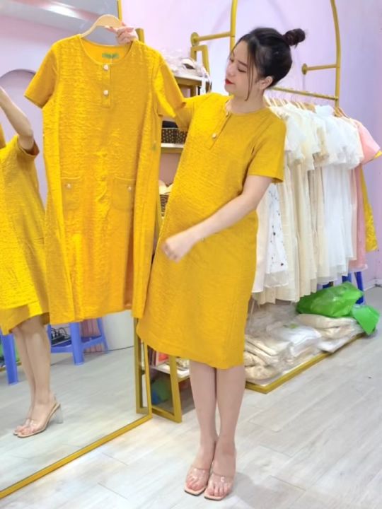 Váy bầu, đầm bầu thiết kế thời trang Mami dáng Suông dài qua gối ...