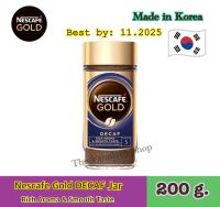 [Exp:11.2025] Nescafe Gold DECAF (Rich&amp;Smooth) 200g. กาแฟสำเร็จรูปที่สกัดกาแฟอีนออกชนิดฟรีซดรายจำนวน 1 ขวด