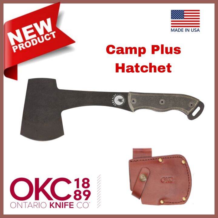 ขวาน Ontario รุ่น Camp Plus Hatchet แข็งแรง จับถนัดมือ พร้อมปลอกหนังแท้