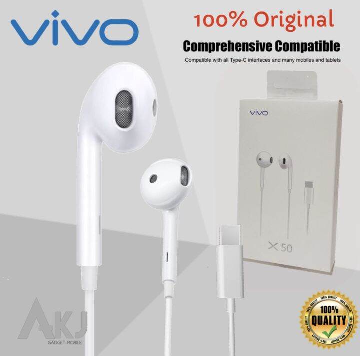 Vivo Type C Earphone X50 Stereo Headphone Wired Audio Headset With Type