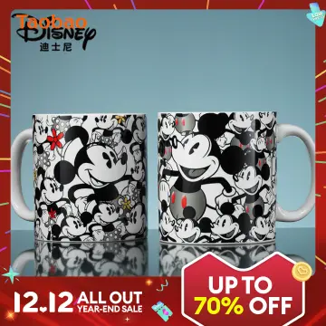 Mickey and Minnie Mouse Sketch Ceramic Espresso Mug with Spoon