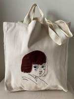 กระเป๋าผ้า แคนวาส tote bag มีลายปัก ปะผ้า ขนาดใหญ่ 19*16.5นิ้วสะพายข้าง