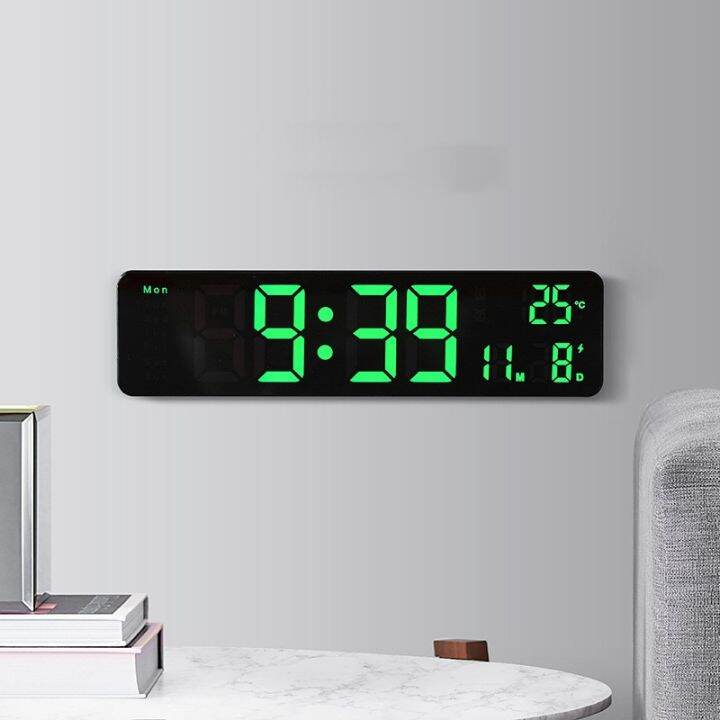 Plugin LED Clock with Temperature Electronic Clock Living Room Wall