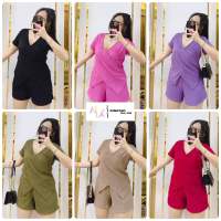 ?ชุดเซตหมีขาสั้น เสื้อ+กางเกง สาวอวบ [Aila Plussize]