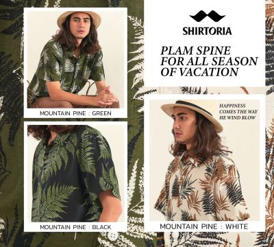 Shirtoria-ลาย Mountain pine ทรงRegular fit เสื้อเชิ้ตผู้ชาย เสื้อเชิ้ตผู้ชายแขนสั้น เสื้อเชิ้ตลาย เสื้อเชิ้ตฮาวาย ผ้าviscose