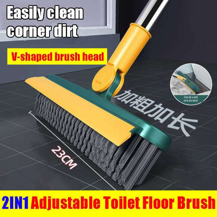 (Ready Stock) 2IN1 Adjustable Toilet Floor Brush Corner, Water Wiper