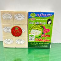 แจม jam สบู่ น้านมข้สงแจม jam rice milk soap สูตรพิเศษ Gluta +คอลลาเจน 1แพ๊คบรรจุ12ก้อนก้อนละ65กรัม ใช้ทำความสะอาด ผิวหน้า ผิวกาย