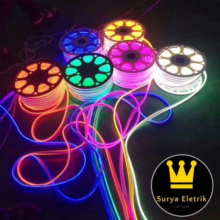 Paket Lampu Neon Flex 220v 1m 2m 3m 4m 5m 5 Meter Led Selang Fleksibel ...