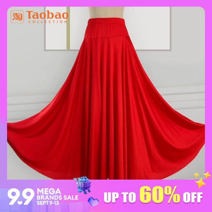 Big Hemline Skirt Dancing Long Skirt Skirt Red Xinjiang Dance Ballroom