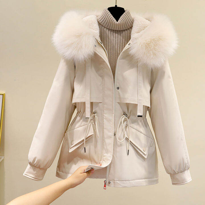 Women's Cotton-Padded Clothes 2022 Winter New Korean Style Big Fur Collar  Short Thickened Velvet Cotton Clothes Trendy Women's Clothes