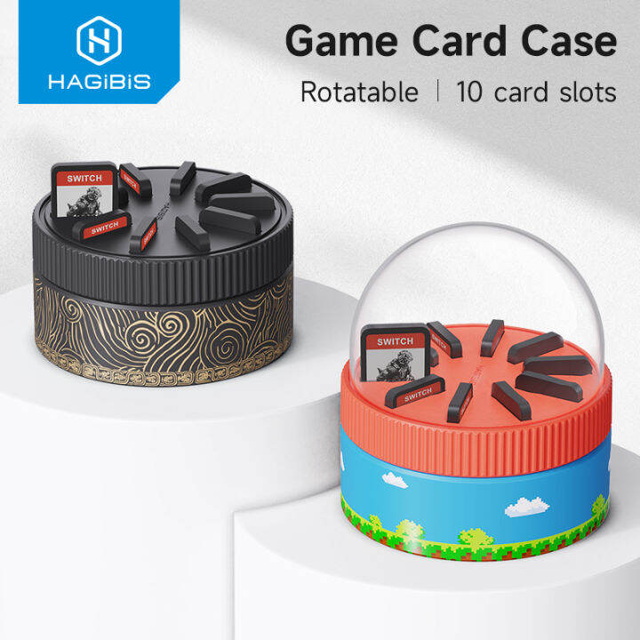 Hagibis Switch Rotating Game Card Case with 10 Game Card Slots Creative NS Card Storage Box