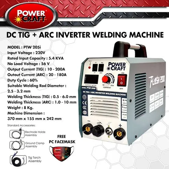 PTW205i POWER CRAFT TIG/ARC WELDING MACHINE HEAVY DUTY Lazada PH
