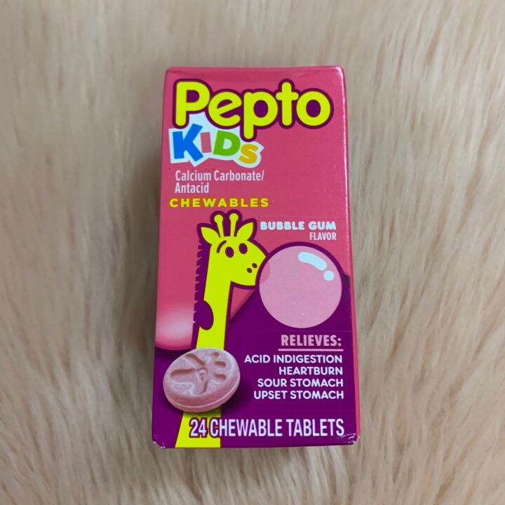 Pepto Kids Chewable Tablets for Upset Stomach, Bubblegum Flavor 24