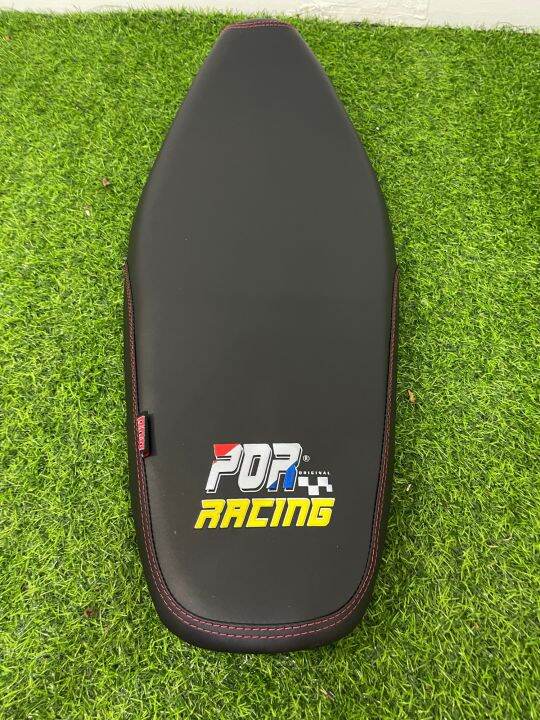 เบาะเวฟ110iรุ่นแรกปาดทรงกลางหนังด้านสีดำแดงเลือดหมูnewlogo-p-racing