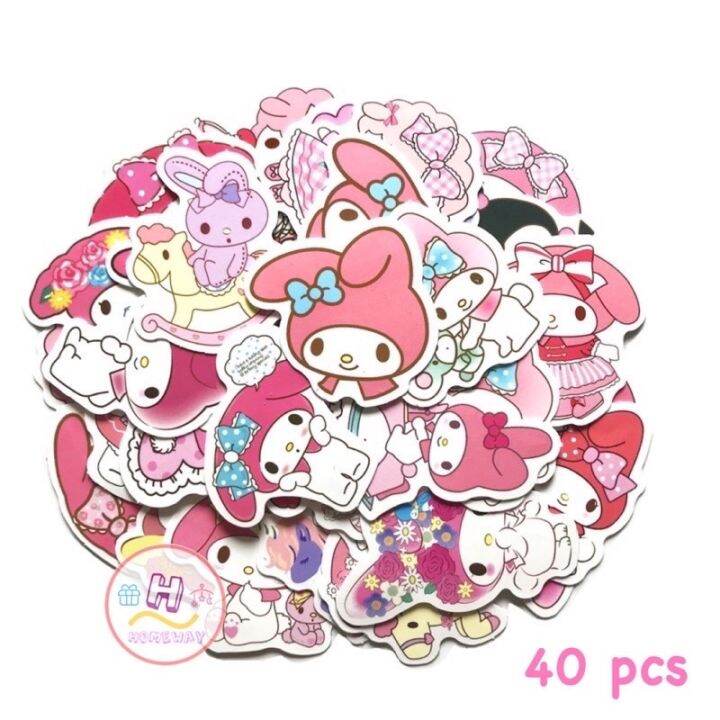 sticker-สติ๊กเกอร์-mymelody-h-20-มายเมโลดี้-40ชิ้น-kuromi-คุโรมิ-hello-kitty-ซานริโอ้-คิตตี้-sanrio-มายเม-เมโลดี้-myme