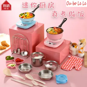 Red Miniature Kitchen REAL FOOD Cooking Tiny Cooking Set 