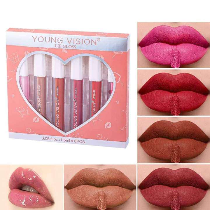 young-vision-ลิปกลอส-6-สี-ลิปกลอสกระจก-1-ชิ้น-ลิปกลอส-เนื้อแมตต์-5-ชิ้น