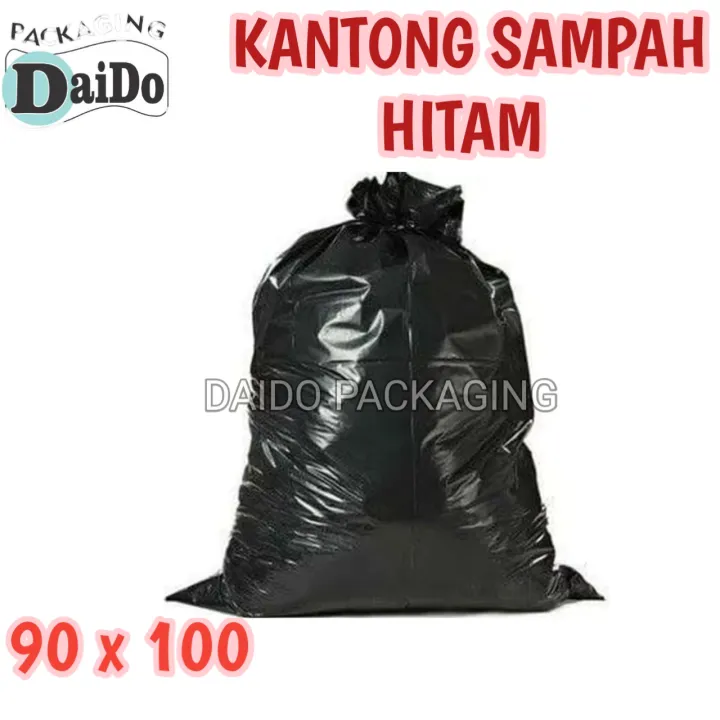 Isi 10 Pcs Kantong Plastik Sampah Kresek Hitam Jumbo Besar Hd Pe 90x100 Cm Kresek Sampah Plastik 7375