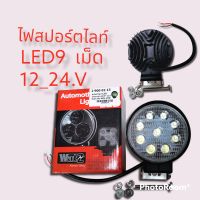 ไฟสปอร์ตไลท์,โคมไฟสปอตไลท์ ติดรถยนย์ LED9เม็ด12.V_24.V แบบกลมกลาง ขนาด4.5 นิ้ว9V-48v27w