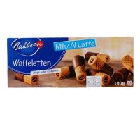 บาวเซ่น วาฟเฟิลอบกรอบเคลือบช็อกโกแลตนม Bahlsen Waffleetien Milk 100g