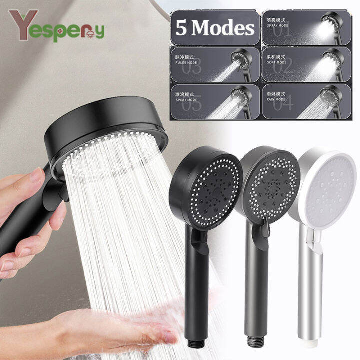 YESPERY High Pressure Shower Head 5 Modes Adjustable Showerheads Water