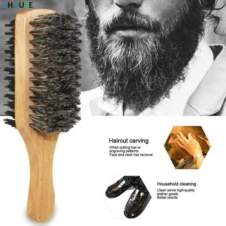 1PC Men Boar Bristle Hair Brush S/M/L Natural Wooden Wave Cleaning ...