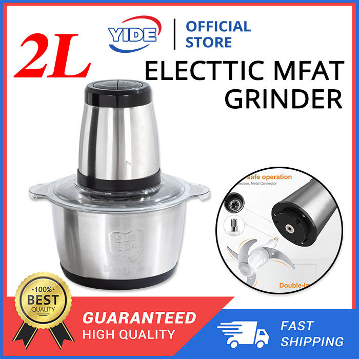 Homeasy Meat Grinder, Food Chopper 2L Stainless Steel Food Processor for  Meat, Vegetables, Fruits and Nuts, Stainless Steel Bowl and 4 Sharp Blades