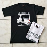 เสื้อยืด Scooter ทะเล สีขาว-ดำ สไตล์วินเทส