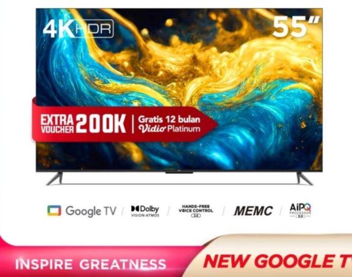 TCL GOOGLE TV UHD 4K Android [ 55 Inch] 55A50 Lazada Indonesia