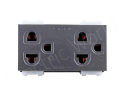 ปลั๊กกราวด์คู่ (สีดำ) Panasonic WEG15929B Grounding Duplex Universal Replacement 16A 250V