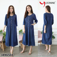 แม๊กซี่เดรสยีนส์ Maxi Dress jeans Leonine แซกยีนส์ยาว  เดรสยีนส์ยาว ชุดเดรสยีนส์ ชุดยีนส์แฟชั่น JAN6504