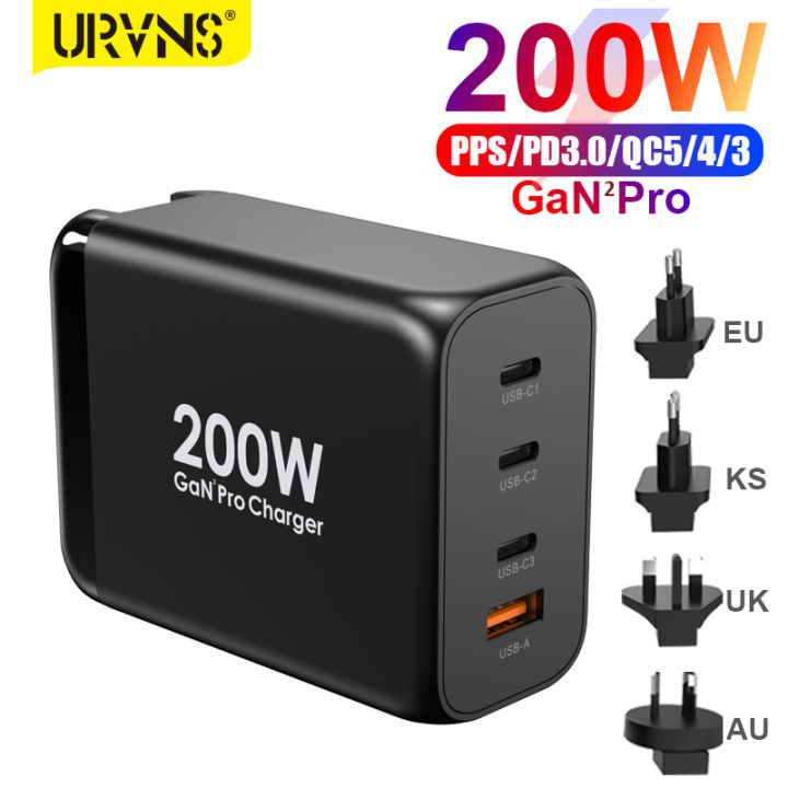 URVNS 200W USB C GaN Charger Station PD 100W Type C 65W PPS45W Super ...