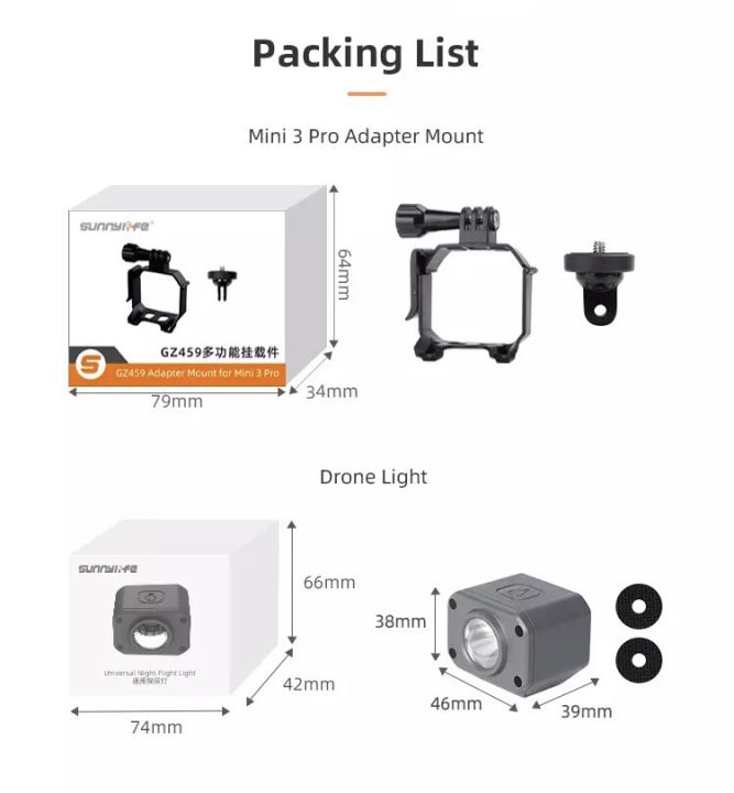 sunnylife-drone-light-bracket-sports-camera-holder-accessories-for-mini-3-pro-for-action-2-gopro-10-one-x2-camera