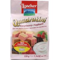 ล็อกเกอร์ เวเฟอร์รสโยเกิร์ตราสเบอร์รี่ Loacker Quadratini Raspberry Yoghurt Wafer