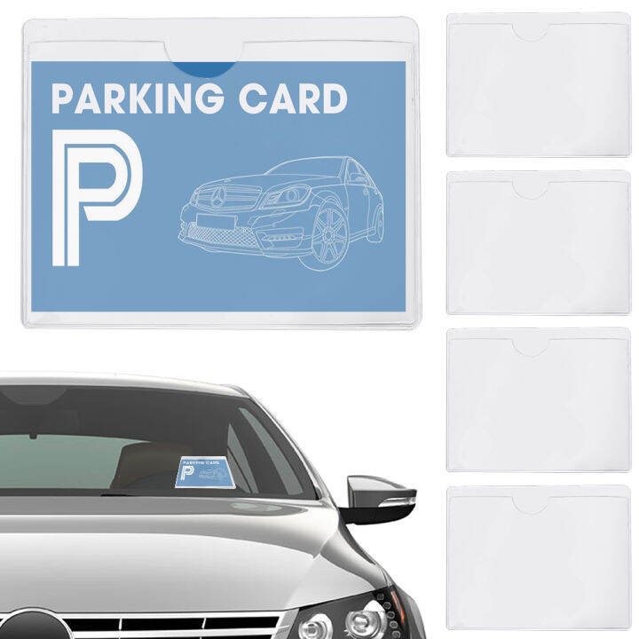 2pcs Selfadhesive Clear Card Holder Car Windshield Parking Permit