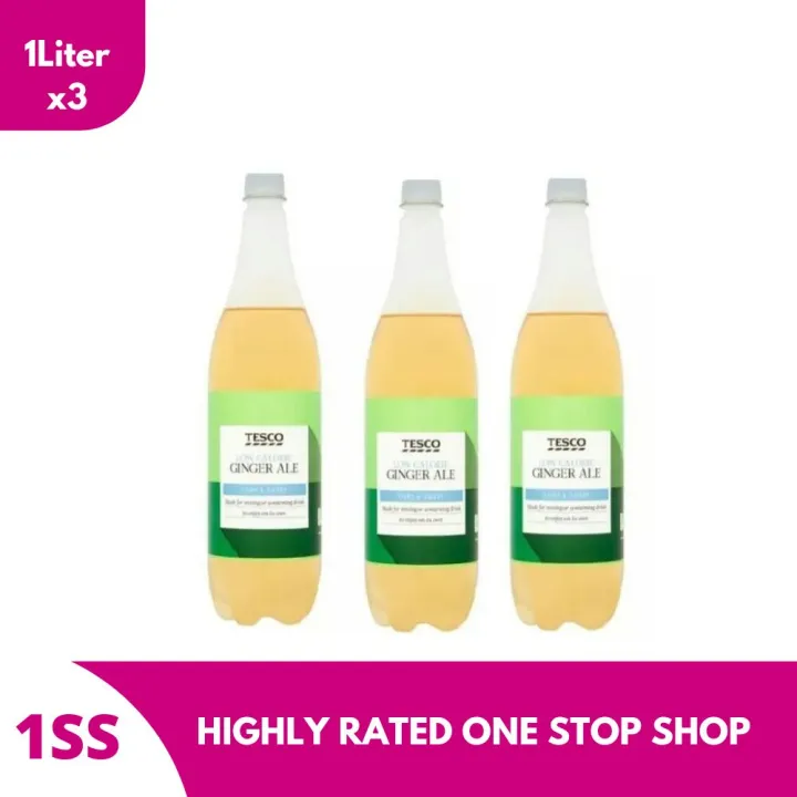 Tesco Low Calorie Ginger Ale Fiery & Sweet, 1Liter Set of 3 Lazada PH