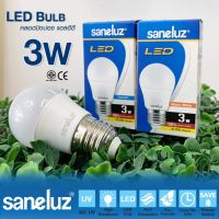 Saneluz   หลอดไฟ LED 3W แสงสีวอร์ม Warmwhite ไฟแอลอีดี หลอดปิงปอง ขั้วเกลียว E27 หลอดไฟ ใช้ไฟบ้าน AC 220V led