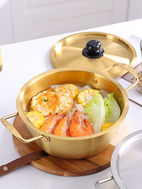 Cooking Golden Korean With Lid Fast Soup Pot Cookware Noodle Pot