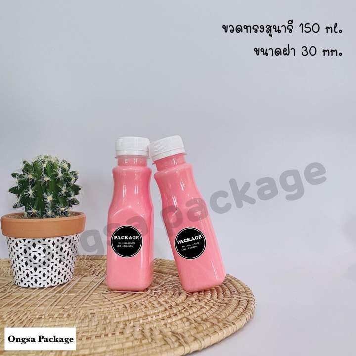 ขวดพลาสติก-ขนาด-150-ml-ทรงสุนารี-บรรจุเครื่องดื่ม-120-ใบ-พร้อมฝา-เลือกสีฝาได้-ขวด-ขวดpet-ขวดใส-ขวดพลาสติก