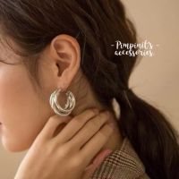 ?? พร้อมส่ง : ต่างหูห่วงสามห่วงสไตล์เกาหลี | Three Hop Korean Stud Earring.