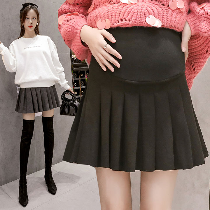 Maternity High Waist Mini Pleated Skirt