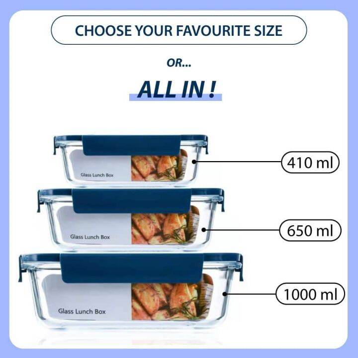 🏅Fast Ship 🇲🇾 Microwave Safe Glass / Plastic Airtight Food Storage