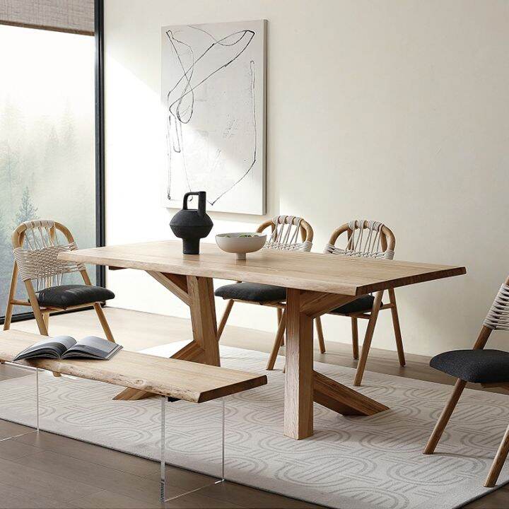 Yiliangfeng Dining Table Ash Wood Minimalist Desk Conference Table ...