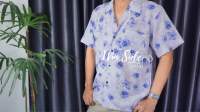 Win.Side.Style : Hawaii Shirt เสื้อเชิ้ตฮาวาย ? italian silk สีม่วงอ่อนๆ ใส่ได้ทั้งชายและหญิง (อก 44” , ยาว 28”)