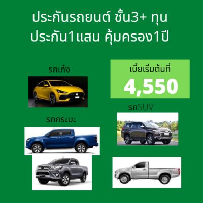ประกันภัยรถยนต์ ประกันรถเก๋ง 3+  เมืองไทย​ ไทยเศรษฐกิจ​ ชับบ์​ คุ้มภัย​ อินทรประกันภัย LMGประกันภัย กรุงเทพประกันภัย ทุน100,000 คุ้มครอง1ปี