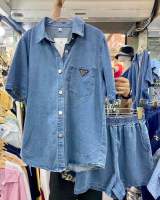 PRADA Denim set น้อล น้อล น้อล มาเป็นงานเซท เสื้อเชิ๊ตกระดุมหน้า+ขาสั้นเอวสม๊อค ผ้ายีนส์ฟอก แมชได้หลายสไตล์