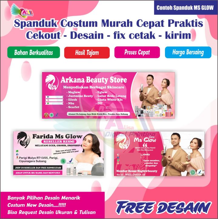 Cetak Spanduk Banner Skincare Costum 